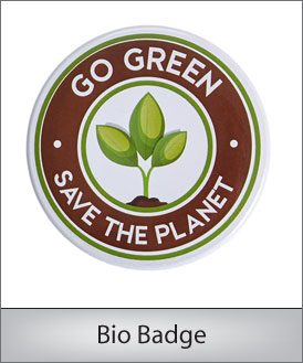 Vi har alle de alm. badges og så kan vi tilbyde verdens første miljøvenlige Badge.